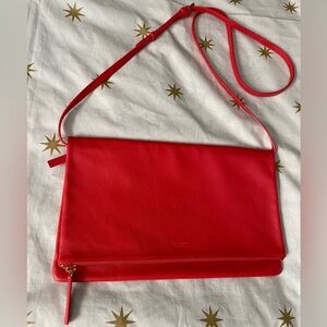 Everlane Foldover Leather Crossbody-Red